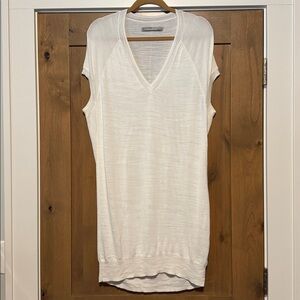 All Saints Balance Dress Womens S Chalk- Knit Vest style Midi V neck oversized